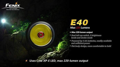 Fenix E40 - CREE XP-E R4 - 220 Lumens Site Officiel FENIX® - Votre boutique en ligne Fenix®