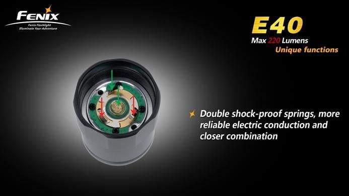 Fenix E40 - CREE XP-E R4 - 220 Lumens Site Officiel FENIX® - Votre boutique en ligne Fenix®