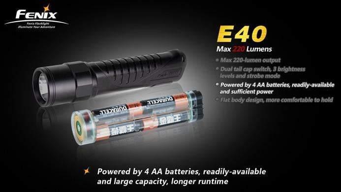 Fenix E40 - CREE XP-E R4 - 220 Lumens Site Officiel FENIX® - Votre boutique en ligne Fenix®