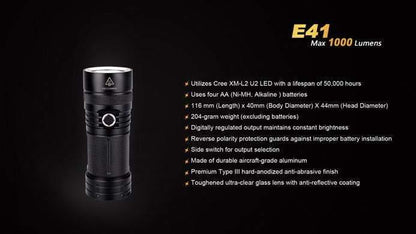 Fenix E41 - 1000 Lumens Site Officiel FENIX® - Votre boutique en ligne Fenix®