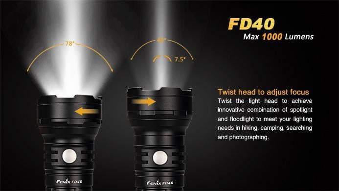 Fenix FD40 - Faisceau réglable - 1000 Lumens Site Officiel FENIX® - Votre boutique en ligne Fenix®