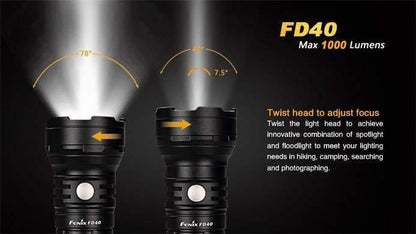 Fenix FD40 - Faisceau réglable - 1000 Lumens Site Officiel FENIX® - Votre boutique en ligne Fenix®