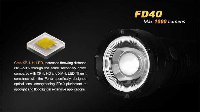 Fenix FD40 - Faisceau réglable - 1000 Lumens Site Officiel FENIX® - Votre boutique en ligne Fenix®