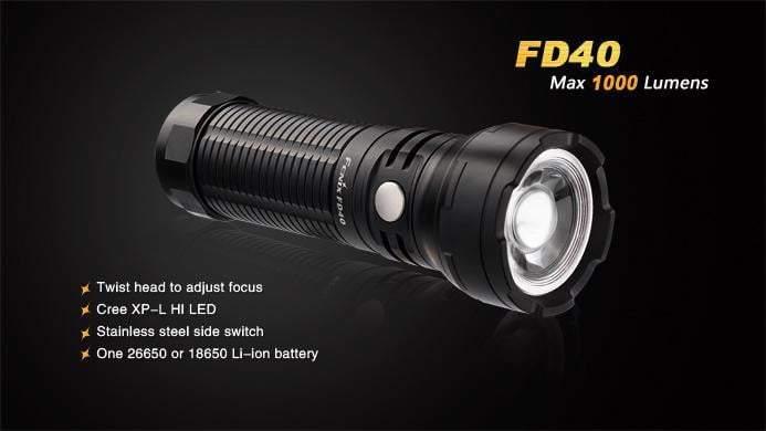Fenix FD40 - Faisceau réglable - 1000 Lumens Site Officiel FENIX® - Votre boutique en ligne Fenix®