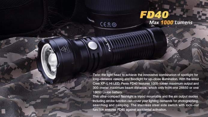 Fenix FD40 - Faisceau réglable - 1000 Lumens Site Officiel FENIX® - Votre boutique en ligne Fenix®