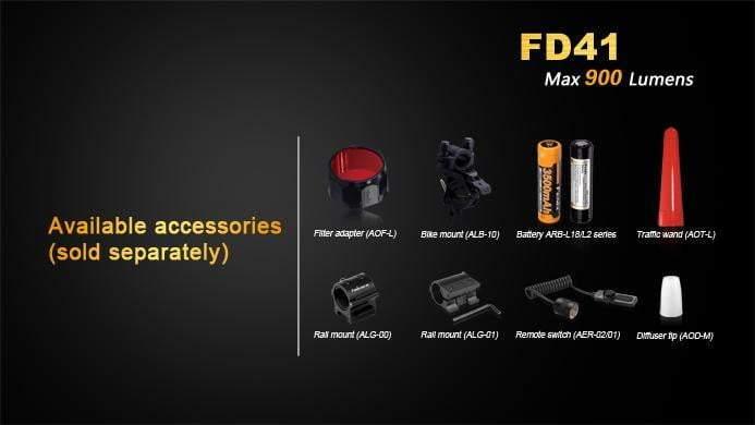 Fenix FD41 - Faisceau réglable - rotation 360° - 900 Lumens + Batterie 2600mAh USB incluse Site Officiel FENIX® - Votre boutique en ligne Fenix®