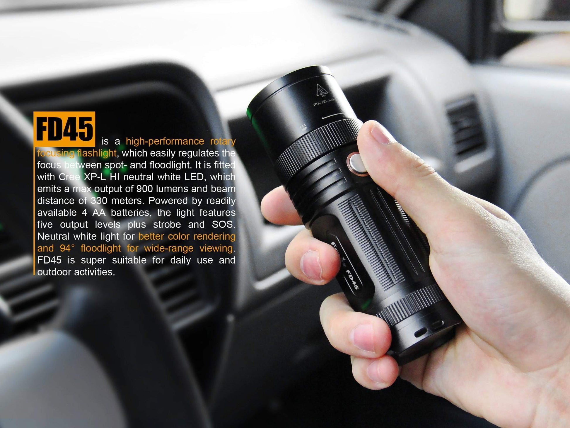 Fenix FD45 - 900 lumens - faisceau réglable Site Officiel FENIX® - Votre boutique en ligne Fenix®