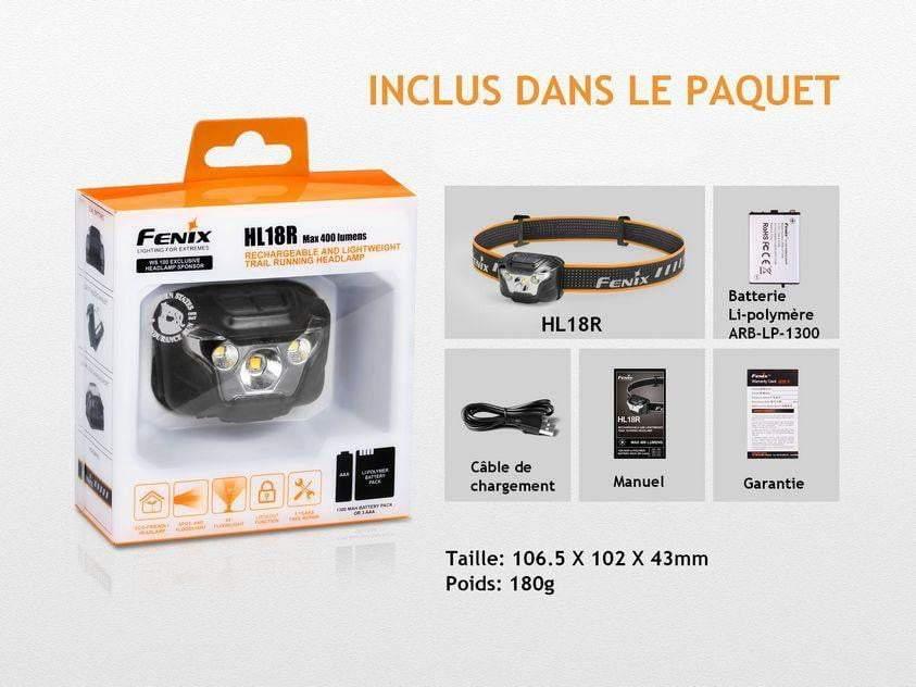 Fenix HL18R - 400 lumens jusqu'à 150H d'autonomie - rechargeable avec batterie Site Officiel FENIX® - Votre boutique en ligne Fenix®