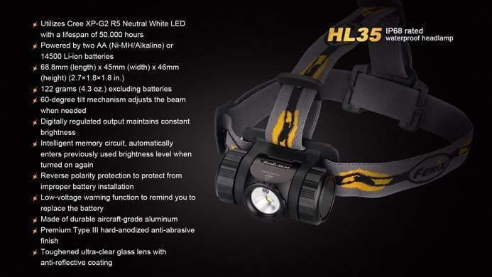 Fenix HL35 - LED Neutre Blanche - 450 Lumens Site Officiel FENIX® - Votre boutique en ligne Fenix®