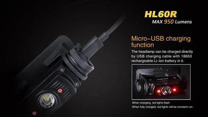 Fenix HL60R Désert - 950 Lumens - lampe Frontale rechargeable USB avec pile Site Officiel FENIX® - Votre boutique en ligne Fenix®