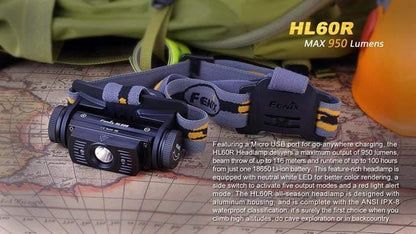 Fenix HL60R Désert - 950 Lumens - lampe Frontale rechargeable USB avec pile Site Officiel FENIX® - Votre boutique en ligne Fenix®