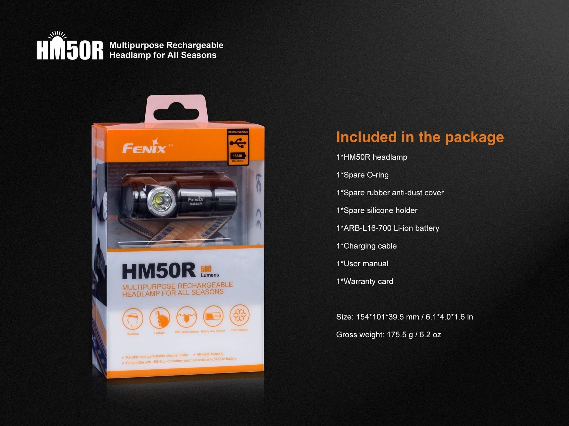 Fenix HM50R - frontale polyvalente rechargeable - 500 Lumens avec batterie Site Officiel FENIX® - Votre boutique en ligne Fenix®