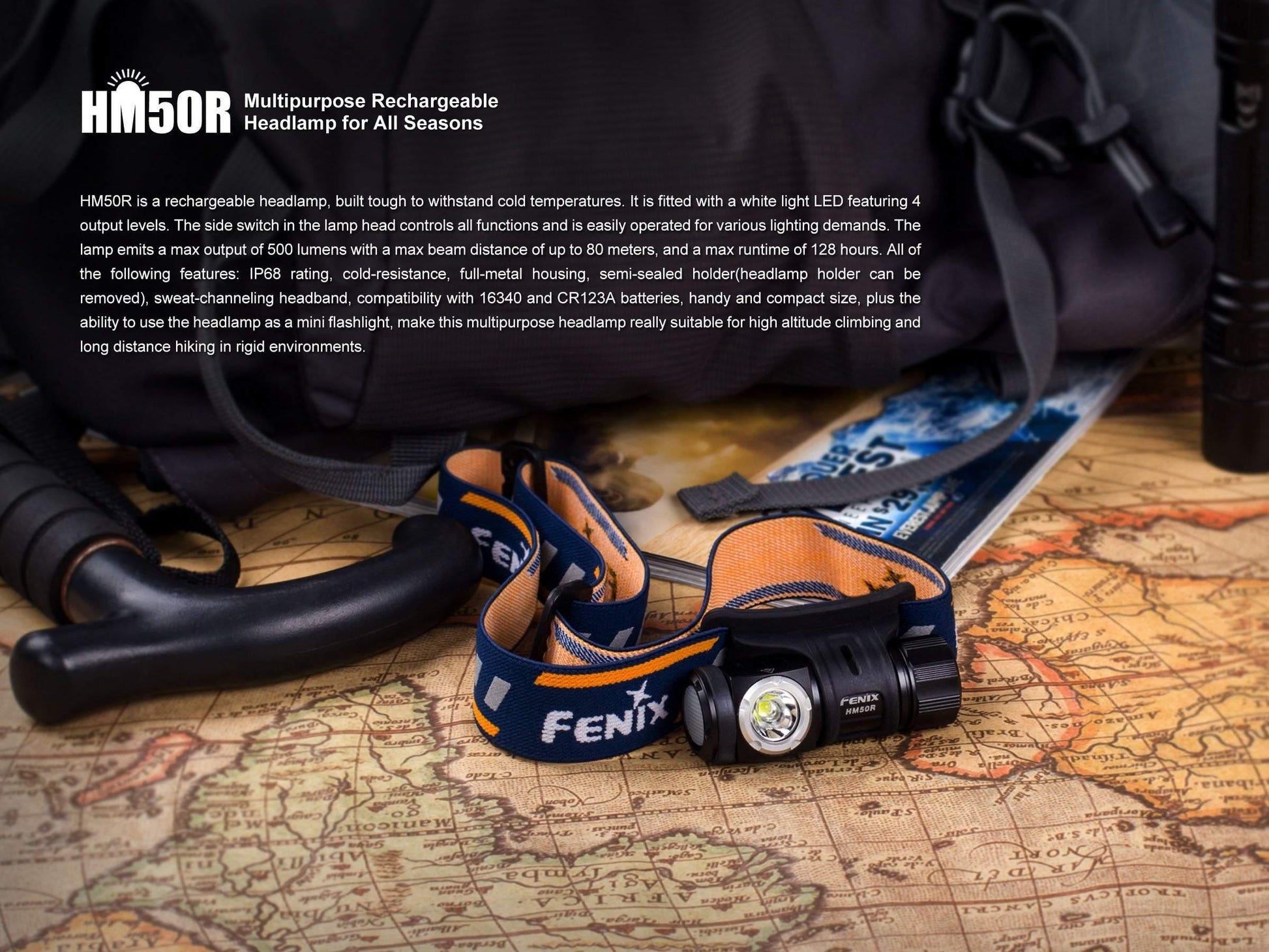 Fenix HM50R - frontale polyvalente rechargeable - 500 Lumens avec batterie Site Officiel FENIX® - Votre boutique en ligne Fenix®