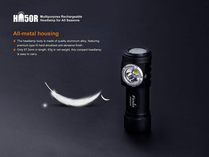 Fenix HM50R - frontale polyvalente rechargeable - 500 Lumens avec batterie Site Officiel FENIX® - Votre boutique en ligne Fenix®