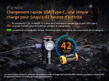 Fenix HM50R V2.0 - 700 Lumens - rechargeable multifonctions Site Officiel FENIX® - Votre boutique en ligne Fenix®