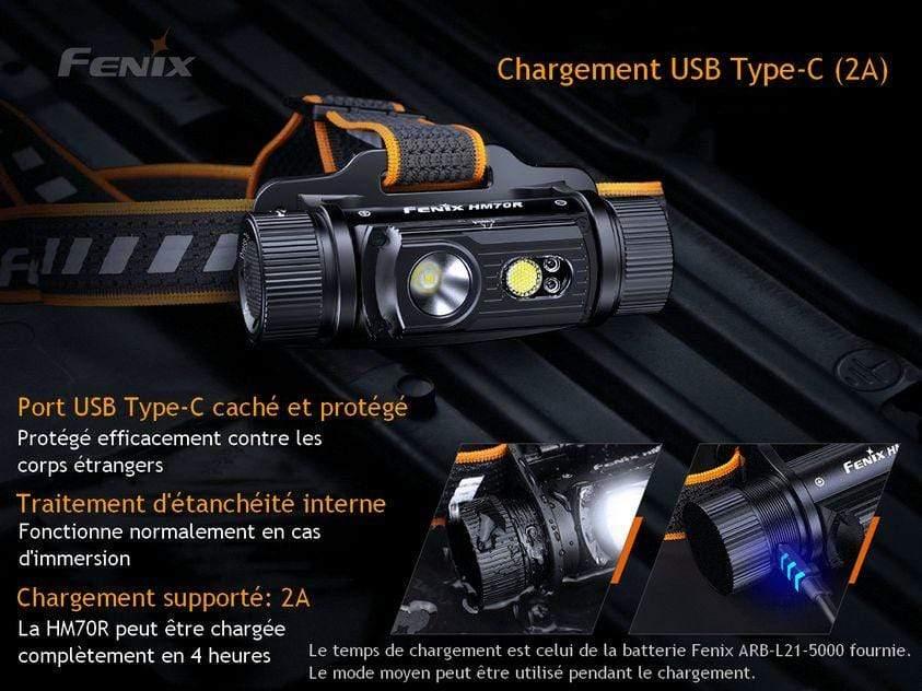 Lampe frontale rechargeable Fenix HM70R 1600 lumens - 3 sources