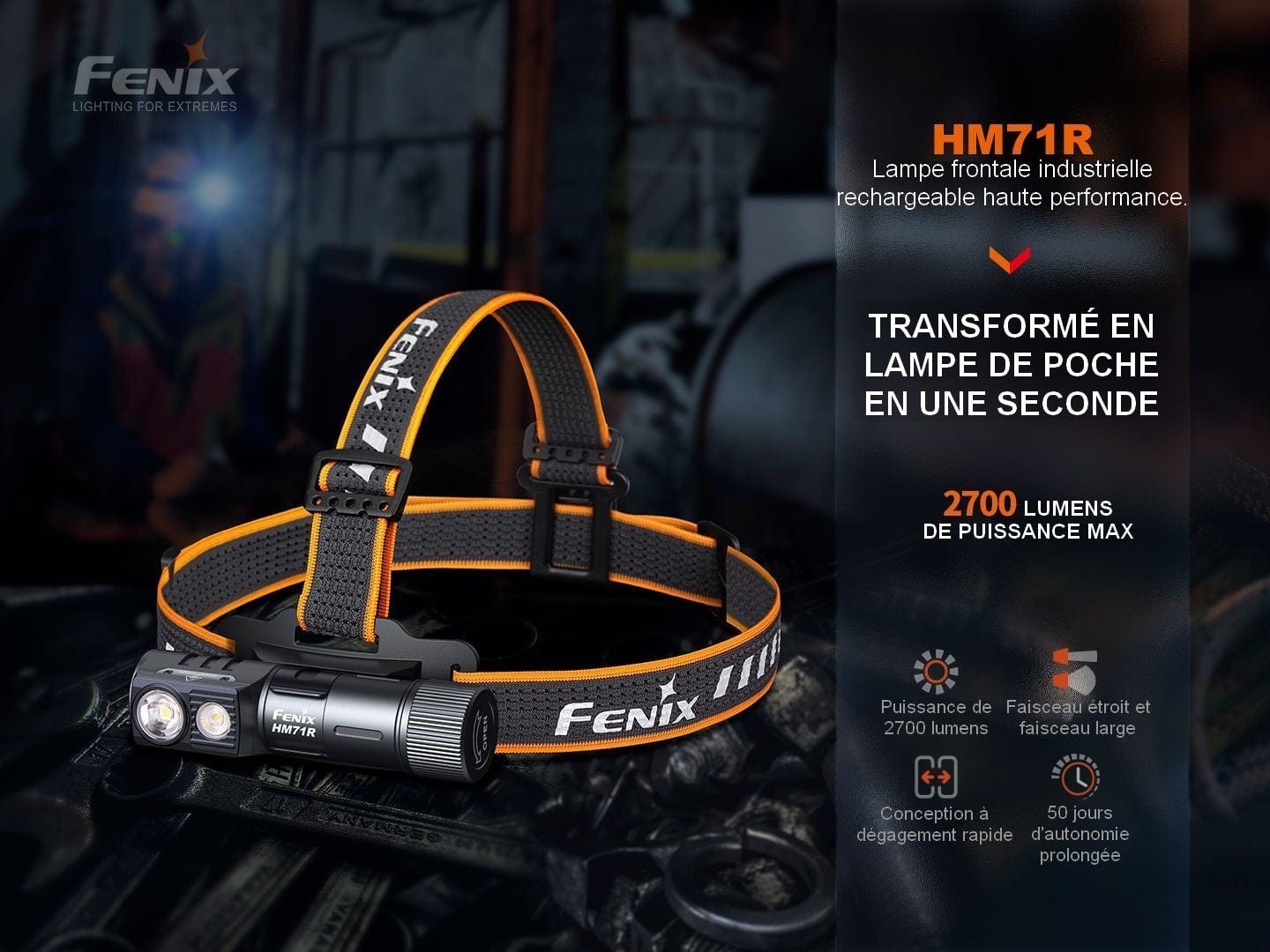 Fenix HM71R - 2700 lumens - Rechargeable USB-C  - Multifonctions Revendeur Officiel Lampes FENIX depuis 2008 | Votre Boutique en ligne FENIX®
