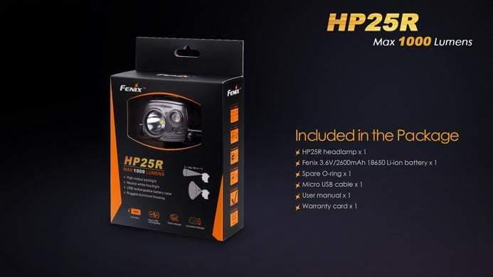Fenix HP25R rechargeable - 1000 Lumens + batterie incluse Site Officiel FENIX® - Votre boutique en ligne Fenix®