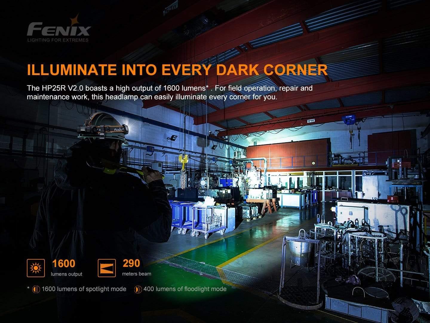 Fenix HP25R V2.0 - 1600 lumens rechargeable - pack complet Site Officiel FENIX® - Votre boutique en ligne Fenix®