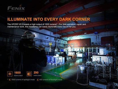 Fenix HP25R V2.0 - 1600 lumens rechargeable - pack complet Site Officiel FENIX® - Votre boutique en ligne Fenix®