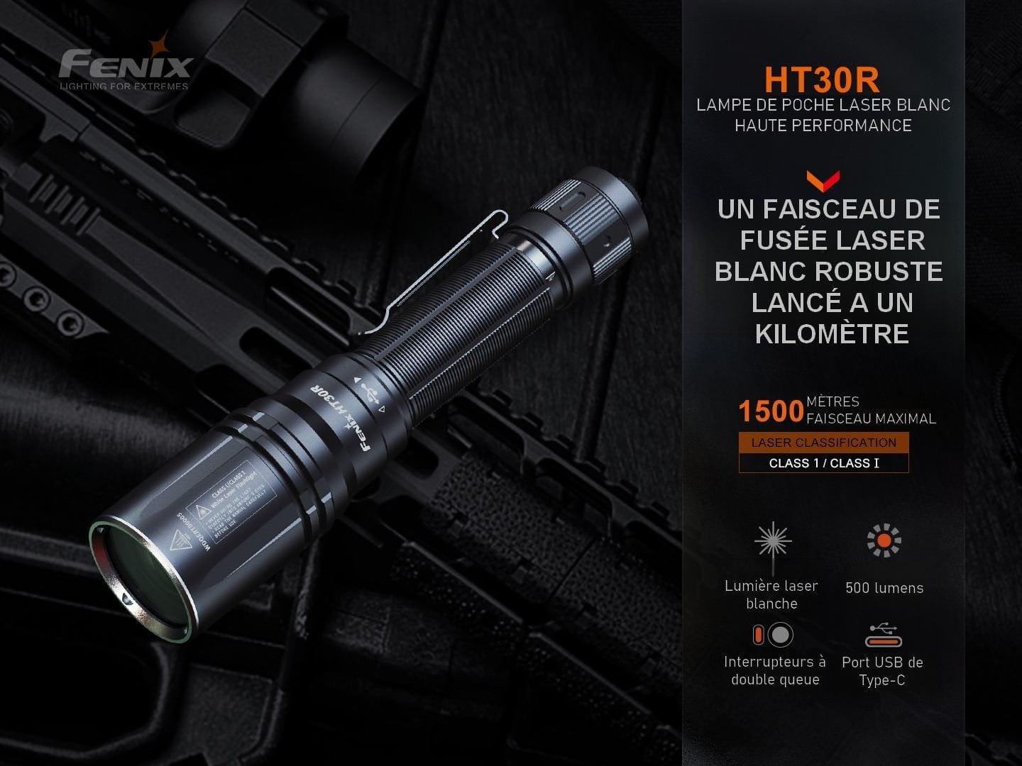 Lampe torche Fenix HT30R à laser blanc ultra-longue portée