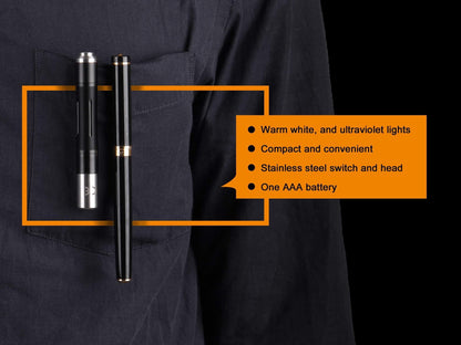 Fenix LD02 V2.0 lampe stylo et lampe UV + pile inclus Site Officiel FENIX® - Votre boutique en ligne Fenix®