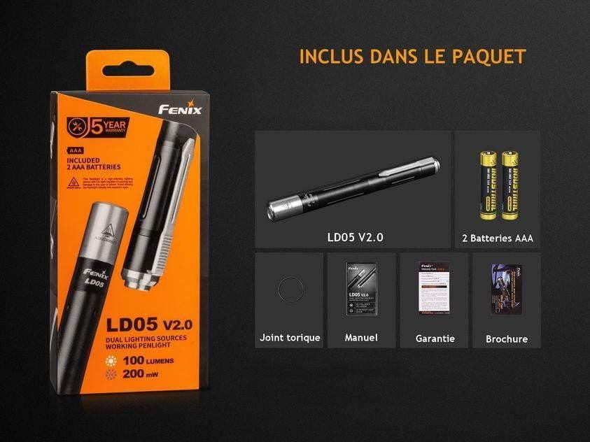 Fenix LD05 V2.0 lampe stylo et lampe UV + pile inclus – Revendeur