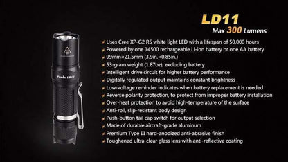 Fenix LD11 - 300 Lumens Site Officiel FENIX® - Votre boutique en ligne Fenix®