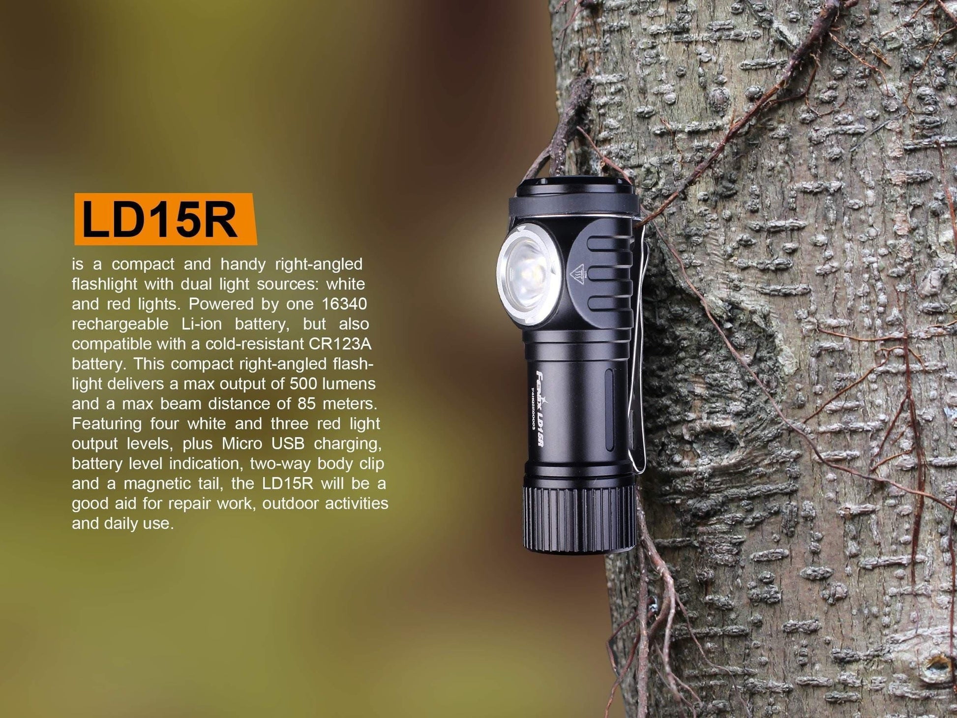 Fenix LD15R Lampe de poche LED Rechargeable à angle droit Site Officiel FENIX® - Votre boutique en ligne Fenix®