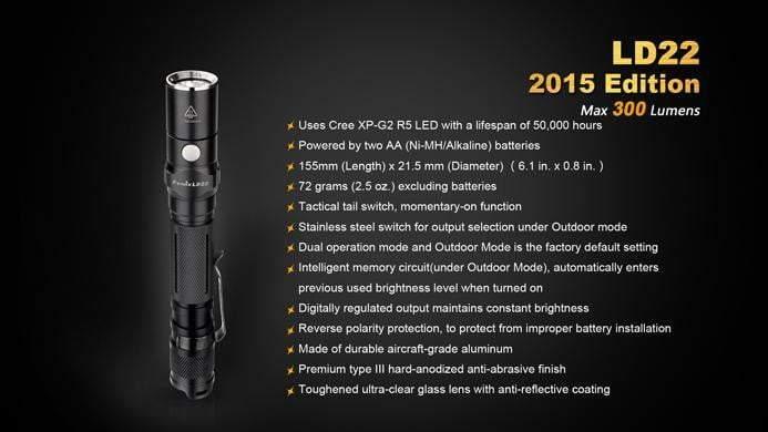 Fenix LD22 édition 2015 - 300 Lumens - avec Piles Site Officiel FENIX® - Votre boutique en ligne Fenix®