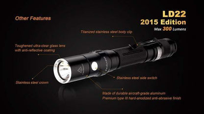 Fenix LD22 édition 2015 - 300 Lumens - avec Piles Site Officiel FENIX® - Votre boutique en ligne Fenix®