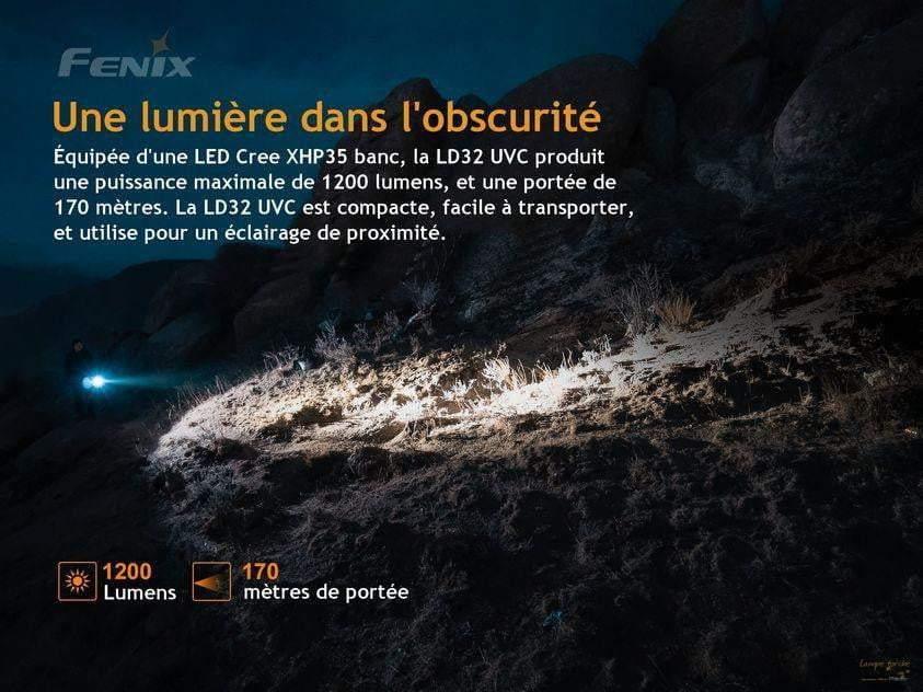 Fenix LD32 UVC - 1200 Lumens - UVC désinfection Virus et Bactéries - pack complet Site Officiel FENIX® - Votre boutique en ligne Fenix®