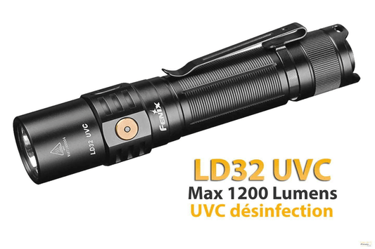 Fenix LD32 UVC - 1200 Lumens - UVC désinfection Virus et Bactéries - pack complet Site Officiel FENIX® - Votre boutique en ligne Fenix®