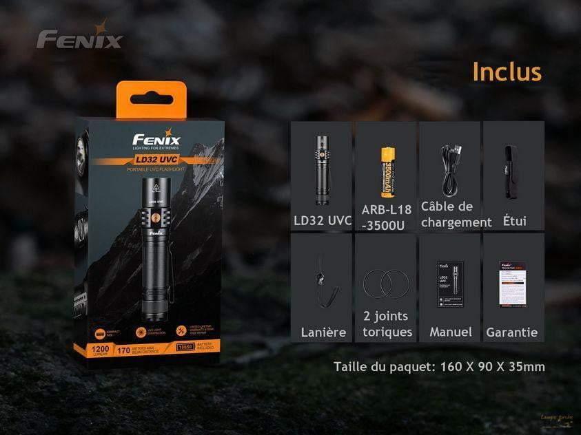 Fenix LD32 UVC - 1200 Lumens - UVC désinfection Virus et Bactéries - pack complet Site Officiel FENIX® - Votre boutique en ligne Fenix®