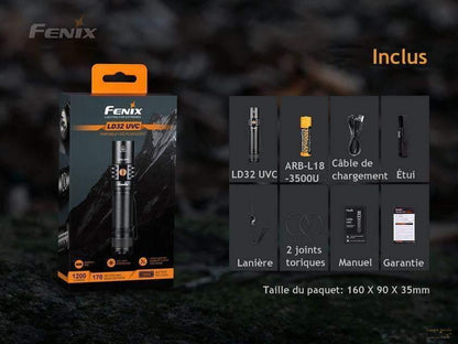 Fenix LD32 UVC - 1200 Lumens - UVC désinfection Virus et Bactéries - pack complet Site Officiel FENIX® - Votre boutique en ligne Fenix®