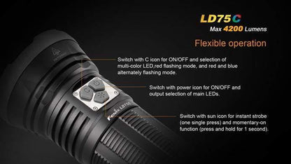 Fenix LD75C - 4 Couleurs - 4200 Lumens Site Officiel FENIX® - Votre boutique en ligne Fenix®