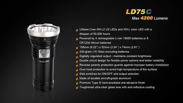 Fenix LD75C - 4 Couleurs - 4200 Lumens Site Officiel FENIX® - Votre boutique en ligne Fenix®