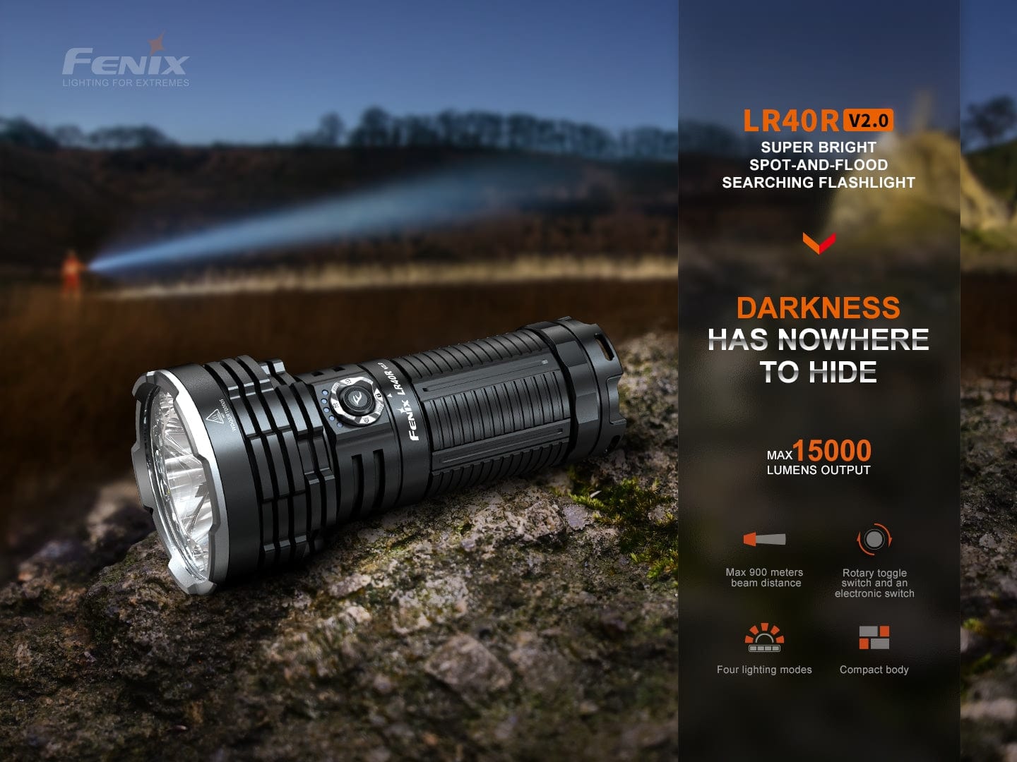 Fenix LR40R V2.0 - 15 000 Lumens - 900 mètres de portée - Pack complet Revendeur Officiel Lampes FENIX depuis 2008 | Votre Boutique en ligne FENIX®