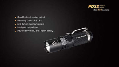 Fenix PD22UE Ultimate édition - 510 Lumens Site Officiel FENIX® - Votre boutique en ligne Fenix®