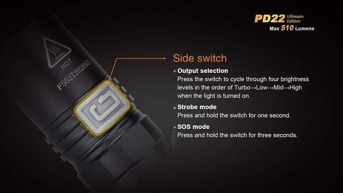 Fenix PD22UE Ultimate édition - 510 Lumens Site Officiel FENIX® - Votre boutique en ligne Fenix®