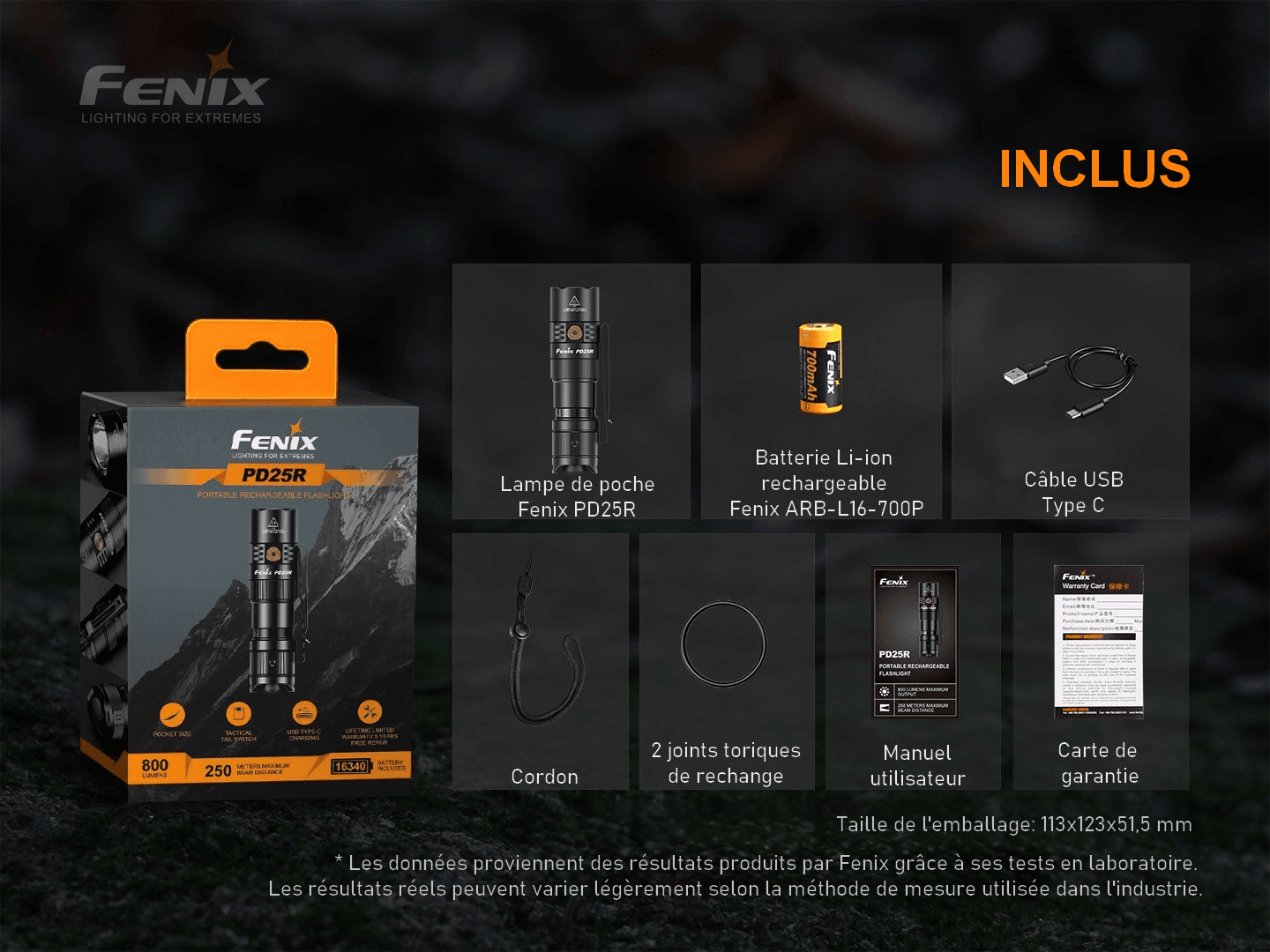 Fenix PD25R Rechargeable - Max 800 Lumens Revendeur Officiel Lampes FENIX depuis 2008 | Votre Boutique en ligne FENIX®