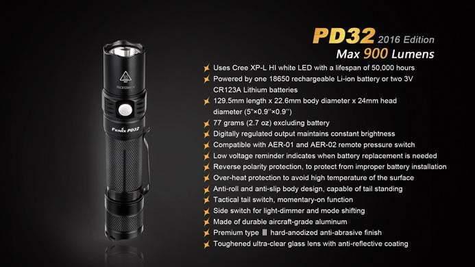 Fenix PD32 édition 2016 - 900 Lumens Site Officiel FENIX® - Votre boutique en ligne Fenix®