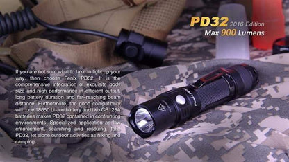 Fenix PD32 édition 2016 - 900 Lumens Site Officiel FENIX® - Votre boutique en ligne Fenix®