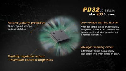 Fenix PD32 édition 2016 - 900 Lumens Site Officiel FENIX® - Votre boutique en ligne Fenix®
