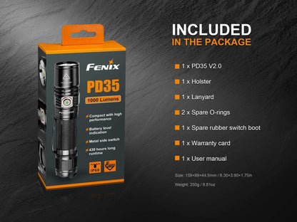 Fenix PD35 V2.0 - édition 2018 - 1000 Lumens - 250 mètres Site Officiel FENIX® - Votre boutique en ligne Fenix®