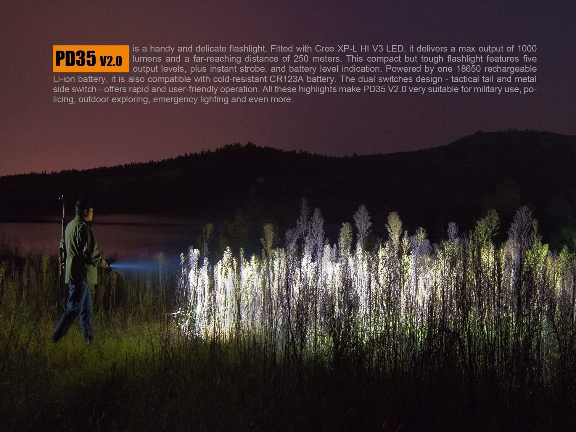 Fenix PD35 V2.0 - édition 2018 - 1000 Lumens - 250 mètres Site Officiel FENIX® - Votre boutique en ligne Fenix®