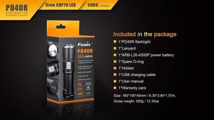 Fenix PD40R - Rechargeable USB - 3000 Lumens - 7H25 à 350 Lumens ! Site Officiel FENIX® - Votre boutique en ligne Fenix®