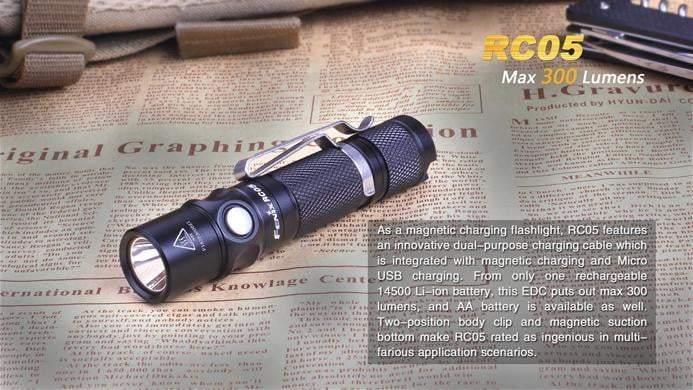 Fenix RC05 rechargeable et fixation magnétique - 300 Lumens - batterie incluse Site Officiel FENIX® - Votre boutique en ligne Fenix®