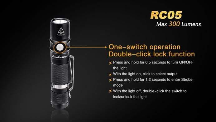 Fenix RC05 rechargeable et fixation magnétique - 300 Lumens - batterie incluse Site Officiel FENIX® - Votre boutique en ligne Fenix®