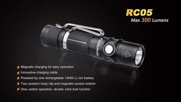 Fenix RC05 rechargeable et fixation magnétique - 300 Lumens - batterie incluse Site Officiel FENIX® - Votre boutique en ligne Fenix®